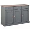 Buffet En Pin Massif Foncé Et Gris - L.131 X H.86 X P.45 Cm -PEGANE-