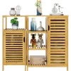 BAMNY Buffet, Meubles De Rangement, Pour Salon, Salon à Manger, Cuisine, Juego De Armoire Colonne Et Meuble De Salle De Bain, Avec 2 Portes Et 4 étagères, En Bambou