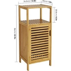 BAMNY Buffet, Meubles De Rangement, Pour Salon, Salon à Manger, Cuisine, Juego De Armoire Colonne Et Meuble De Salle De Bain, Avec 2 Portes Et 4 étagères, En Bambou -Buffet et enfilade Soldes 48825335 3