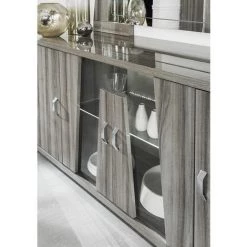 ALTOBUY DITA - Buffet 4 Portes Aspect Noyer Gris Foncé + Eclairage Leds - Gris -Buffet et enfilade Soldes 48884468 3