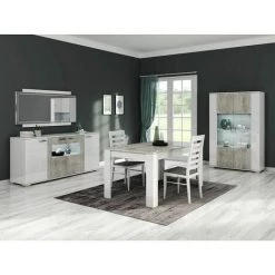ALTOBUY LYNDA - Buffet 4 Portes Laqué Blanc Et Gris Béton - Blanc -Buffet et enfilade Soldes 48884481 3