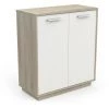 DEMEYERE Meuble De Rangement 2 Portes Léo - Naturel Clair - Blanc Et Chêne Kronberg
