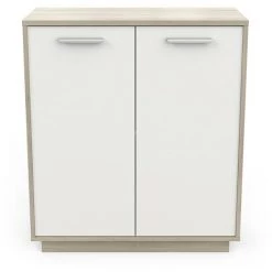 DEMEYERE Meuble De Rangement 2 Portes Léo - Naturel Clair - Blanc Et Chêne Kronberg -Buffet et enfilade Soldes 48920742 3