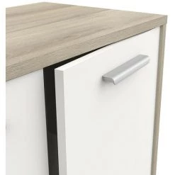 DEMEYERE Meuble De Rangement 2 Portes Léo - Naturel Clair - Blanc Et Chêne Kronberg -Buffet et enfilade Soldes 48920742 4