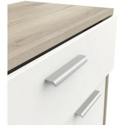 DEMEYERE Meuble De Rangement 2 Portes 1 Tiroir Léo - Naturel Clair - Blanc Et Chêne Kronberg -Buffet et enfilade Soldes 48920745 3