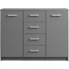 ALTOBUY ZEINE - Buffet 2 Portes 4 Tiroirs Coloris Gris Graphite - Gris