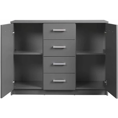 ALTOBUY ZEINE - Buffet 2 Portes 4 Tiroirs Coloris Gris Graphite - Gris 2 ALTOBUY ZEINE - Buffet 2 Portes 4 Tiroirs Coloris Gris Graphite - Gris – Image 2
