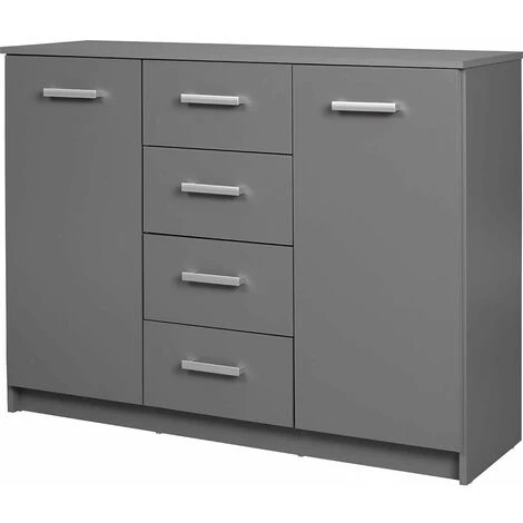 ALTOBUY ZEINE - Buffet 2 Portes 4 Tiroirs Coloris Gris Graphite - Gris 3 ALTOBUY ZEINE - Buffet 2 Portes 4 Tiroirs Coloris Gris Graphite - Gris – Image 3