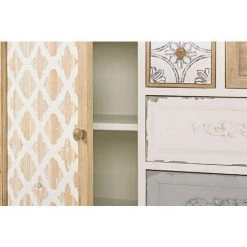 HELLIN Buffet Bas En Bois Patiné Vintage 1 Portes E 4 Tiroirs L105 - LILIE - Blanc -Buffet et enfilade Soldes 49302419 4