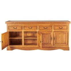 HELLIN Bahut En Chêne Massif 4 Portes Et 4 Tiroirs - LA BRESSE - Chene Moyen -Buffet et enfilade Soldes 49302471 4