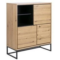 HELLIN Buffet 3 Portes En Bois - LANA - Bois Clair -Buffet et enfilade Soldes 49302492 5