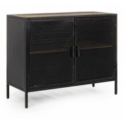 HELLIN Buffet Bas Noir Industriel En Métal 2 Portes 1 étagère - GALIC - Noir -Buffet et enfilade Soldes 49302536 3