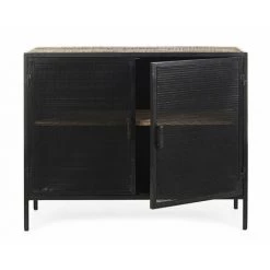 HELLIN Buffet Bas Noir Industriel En Métal 2 Portes 1 étagère - GALIC - Noir -Buffet et enfilade Soldes 49302536 4