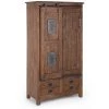 HELLIN Rangement Haut En Bois De Manguier Et Métal 2 Portes 2 Tiroirs - ESTAMINET - Bois Foncé