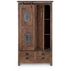 HELLIN Rangement Haut En Bois De Manguier Et Métal 2 Portes 2 Tiroirs - ESTAMINET - Bois Foncé -Buffet et enfilade Soldes 49302548 3