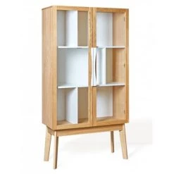 HELLIN Vitrine Scandinave Colorée En Bois 2 Portes Vitrées 2 Tablettes - AVALON - Blanc 6 HELLIN Vitrine Scandinave Colorée En Bois 2 Portes Vitrées 2 Tablettes - AVALON - Blanc -Buffet et enfilade Soldes 49302562 2