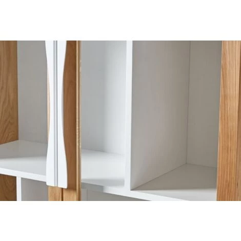 HELLIN Vitrine Scandinave Colorée En Bois 2 Portes Vitrées 2 Tablettes - AVALON - Blanc 3 HELLIN Vitrine Scandinave Colorée En Bois 2 Portes Vitrées 2 Tablettes - AVALON - Blanc – Image 3