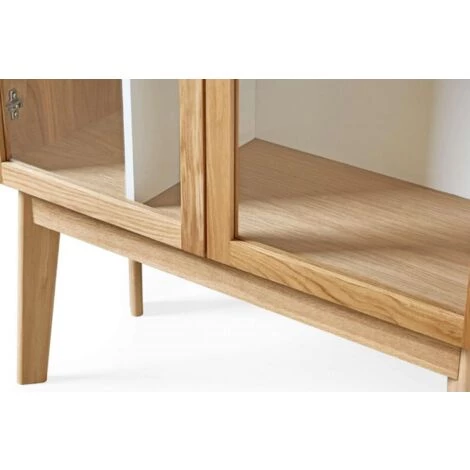 HELLIN Vitrine Scandinave Colorée En Bois 2 Portes Vitrées 2 Tablettes - AVALON - Blanc 4 HELLIN Vitrine Scandinave Colorée En Bois 2 Portes Vitrées 2 Tablettes - AVALON - Blanc – Image 4