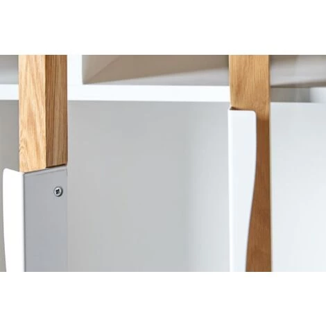 HELLIN Vitrine Scandinave Colorée En Bois 2 Portes Vitrées 2 Tablettes - AVALON - Blanc 5 HELLIN Vitrine Scandinave Colorée En Bois 2 Portes Vitrées 2 Tablettes - AVALON - Blanc – Image 5