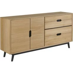 HELLIN Buffet Nordique En Bois 2 Portes + 4 Tiroirs - JOYCE - Noir -Buffet et enfilade Soldes 49302566 3