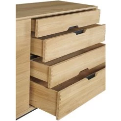 HELLIN Buffet Nordique En Bois 2 Portes + 4 Tiroirs - JOYCE - Noir -Buffet et enfilade Soldes 49302566 5