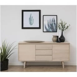 HELLIN Bahut Style Scandinave Plaqué Chêne 2 Portes Et 3 Tiroirs L150 - NOGANA - Bois Clair -Buffet et enfilade Soldes 49302572 2