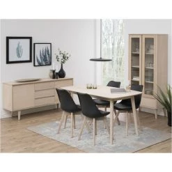 HELLIN Bahut Style Scandinave Plaqué Chêne 2 Portes Et 3 Tiroirs L150 - NOGANA - Bois Clair -Buffet et enfilade Soldes 49302572 4