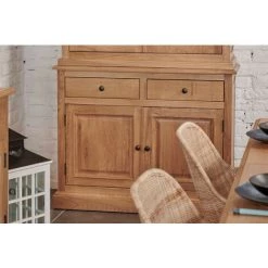 HELLIN Buffet Bas Parisien 2 Portes 2 Tiroirs En Chêne Massif Naturel - VICTORIA - Bois Clair -Buffet et enfilade Soldes 49302819 2