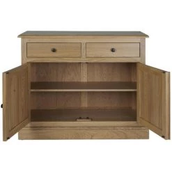HELLIN Buffet Bas Parisien 2 Portes 2 Tiroirs En Chêne Massif Naturel - VICTORIA - Bois Clair -Buffet et enfilade Soldes 49302819 4