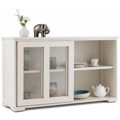 DéCOSHOP26 Buffet De Cuisine Commode Rangement Cuisine 2 Etagères Avec 2 Porte Coulissantes Beige - Beige -Buffet et enfilade Soldes 49467233 4