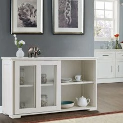 DéCOSHOP26 Buffet De Cuisine Commode Rangement Cuisine 2 Etagères Avec 2 Porte Coulissantes Beige - Beige -Buffet et enfilade Soldes 49467233 5