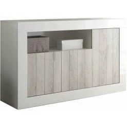 TFT HOME FURNITURE Buffet 3 Portes LIPARI Blanc