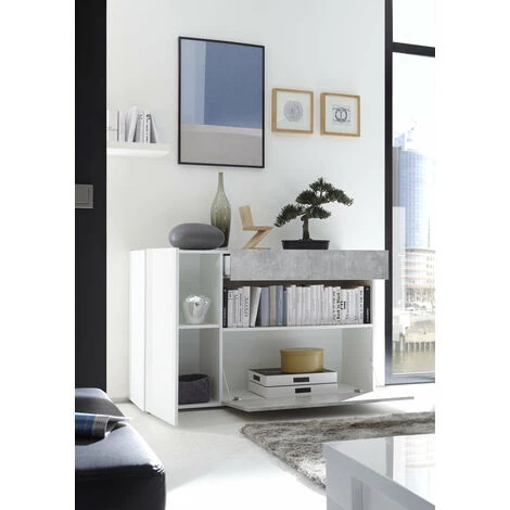 TFT HOME FURNITURE Buffet NICO Blanc/ciment 3 TFT HOME FURNITURE Buffet NICO Blanc/ciment – Image 3