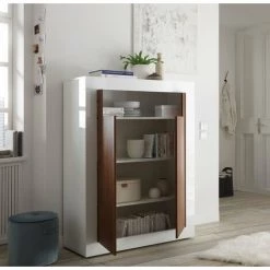 TFT HOME FURNITURE Buffet 2 Portes LIPARI Noyer -Buffet et enfilade Soldes 49480144 3