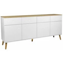TFT HOME FURNITURE Buffet 4portes/4tiroirs CASPER Blanc