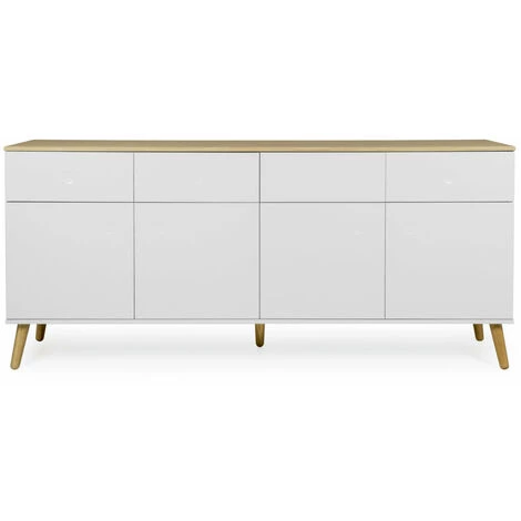 TFT HOME FURNITURE Buffet 4portes/4tiroirs CASPER Blanc 2 TFT HOME FURNITURE Buffet 4portes/4tiroirs CASPER Blanc – Image 2