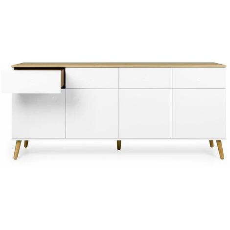 TFT HOME FURNITURE Buffet 4portes/4tiroirs CASPER Blanc 3 TFT HOME FURNITURE Buffet 4portes/4tiroirs CASPER Blanc – Image 3