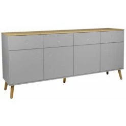 TFT HOME FURNITURE Buffet 4portes/4tiroirs CASPER Gris