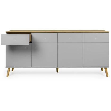 TFT HOME FURNITURE Buffet 4portes/4tiroirs CASPER Gris 3 TFT HOME FURNITURE Buffet 4portes/4tiroirs CASPER Gris – Image 3