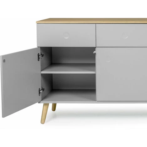 TFT HOME FURNITURE Buffet 4portes/4tiroirs CASPER Gris 4 TFT HOME FURNITURE Buffet 4portes/4tiroirs CASPER Gris – Image 4