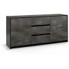 TFT HOME FURNITURE Buffet 2 Portes/3 Tiroirs LISBONA Noir/oxyde