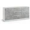 TFT HOME FURNITURE Buffet 2 Portes/3 Tiroirs SKEE Blanc/ciment