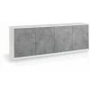 TFT HOME FURNITURE Buffet 4 Portes SKEE Blanc/ciment