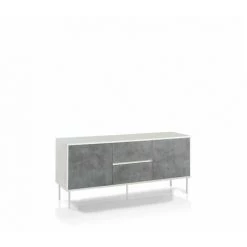 TFT HOME FURNITURE Buffet 2 Portes/2 Tiroirs SKEE Blanc/ciment