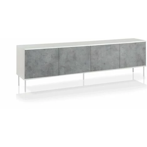 TFT HOME FURNITURE Buffet 4 Portes SKEE-S Blanc/ciment 1 TFT HOME FURNITURE Buffet 4 Portes SKEE-S Blanc/ciment