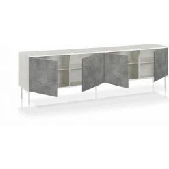 TFT HOME FURNITURE Buffet 4 Portes SKEE-S Blanc/ciment 3 TFT HOME FURNITURE Buffet 4 Portes SKEE-S Blanc/ciment -Buffet et enfilade Soldes 49480367 2