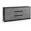 TFT HOME FURNITURE Buffet 2 Portes/3 Tiroirs TUX Noir/ciment