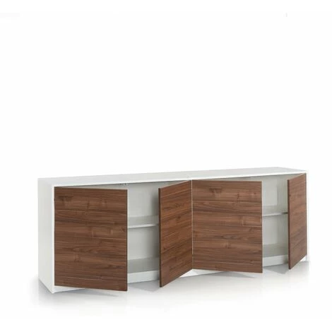 TFT HOME FURNITURE Buffet 4 Portes MAINZ Blanc/noyer 2 TFT HOME FURNITURE Buffet 4 Portes MAINZ Blanc/noyer – Image 2