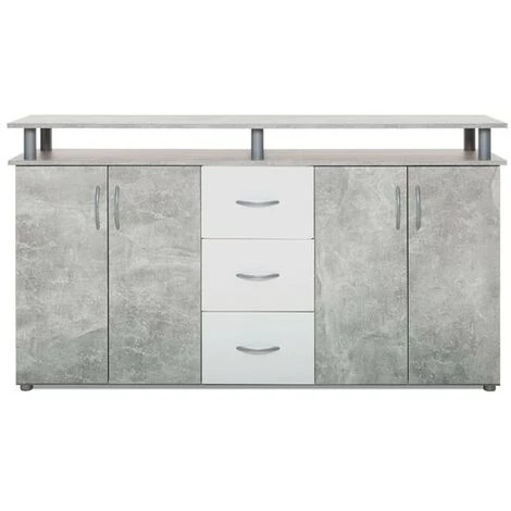 ARGONAUTA Buffet Mobile 4 Portes 3 Tiroirs Couleur Béton Et Blanc 155x35xh.83 Cm 1 ARGONAUTA Buffet Mobile 4 Portes 3 Tiroirs Couleur Béton Et Blanc 155x35xh.83 Cm