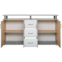 ARGONAUTA Buffet Mobile 4 Portes 3 Tiroirs Couleur Béton Et Blanc 155x35xh.83 Cm 6 ARGONAUTA Buffet Mobile 4 Portes 3 Tiroirs Couleur Béton Et Blanc 155x35xh.83 Cm -Buffet et enfilade Soldes 49818701 2